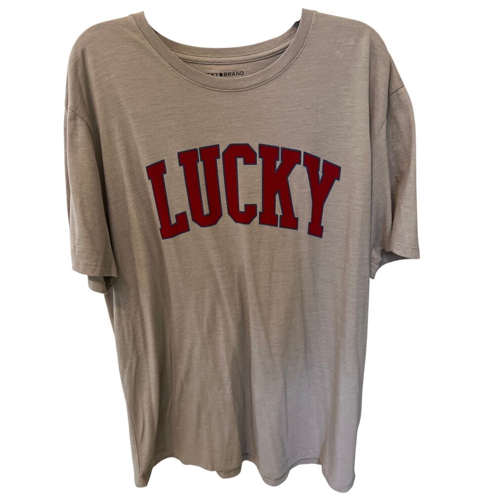 Lucky Brand Men's Short Sleeve Crewneck Gray Graphic T-Shirt Size XXL Soft EUC